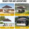 image:imageCROWN SHADES 10x10 Pop Up Canopy  Beach Tent with One Push Setup  Easy Outdoor Sun Shade for Events Parties Camping  Gazebo with STONGo Cover Bag Silver Coated Top Red StripsCoffee