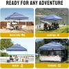 image:imageCROWN SHADES 10x10 Pop Up Canopy  Beach Tent with One Push Setup  Easy Outdoor Sun Shade for Events Parties Camping  Gazebo with STONGo Cover Bag Silver Coated Top Red StripsNavy Blue Stripes