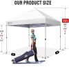 image:imageCROWN SHADES 10x10 Pop Up Canopy  Beach Tent with One Push Setup  Easy Outdoor Sun Shade for Events Parties Camping  Gazebo with STONGo Cover Bag Silver Coated Top Red StripsGrid White