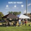 image:imageCROWN SHADES 10x10 Pop Up Canopy  Beach Tent with One Push Setup  Easy Outdoor Sun Shade for Events Parties Camping  Gazebo with STONGo Cover Bag Silver Coated Top Red StripsCoffee