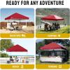 image:imageCROWN SHADES 10x10 Pop Up Canopy  Beach Tent with One Push Setup  Easy Outdoor Sun Shade for Events Parties Camping  Gazebo with STONGo Cover Bag Silver Coated Top Red StripsRed