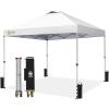 image:imageCROWN SHADES 10x10 Pop Up Canopy  Beach Tent with One Push Setup  Easy Outdoor Sun Shade for Events Parties Camping  Gazebo with STONGo Cover Bag Silver Coated Top Red StripsGrid White