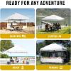 image:imageCROWN SHADES 10x10 Pop Up Canopy  Beach Tent with One Push Setup  Easy Outdoor Sun Shade for Events Parties Camping  Gazebo with STONGo Cover Bag Silver Coated Top Red StripsGrid White