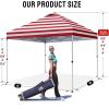 image:imageCROWN SHADES 10x10 Pop Up Canopy  Beach Tent with One Push Setup  Easy Outdoor Sun Shade for Events Parties Camping  Gazebo with STONGo Cover Bag Silver Coated Top Red StripsRed Stripes