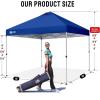 image:imageCROWN SHADES 10x10 Pop Up Canopy  Beach Tent with One Push Setup  Easy Outdoor Sun Shade for Events Parties Camping  Gazebo with STONGo Cover Bag Silver Coated Top Red StripsNavy Blue
