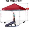 image:imageCROWN SHADES 10x10 Pop Up Canopy  Beach Tent with One Push Setup  Easy Outdoor Sun Shade for Events Parties Camping  Gazebo with STONGo Cover Bag Silver Coated Top Red StripsRed