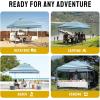 image:imageCROWN SHADES 10x10 Pop Up Canopy  Beach Tent with One Push Setup  Easy Outdoor Sun Shade for Events Parties Camping  Gazebo with STONGo Cover Bag Silver Coated Top Red StripsCyan Blue Stripes