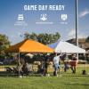image:imageCROWN SHADES 10x10 Pop Up Canopy  Beach Tent with One Push Setup  Easy Outdoor Sun Shade for Events Parties Camping  Gazebo with STONGo Cover Bag Silver Coated Top Red StripsOrange