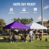 image:imageCROWN SHADES 10x10 Pop Up Canopy  Beach Tent with One Push Setup  Easy Outdoor Sun Shade for Events Parties Camping  Gazebo with STONGo Cover Bag Silver Coated Top Red StripsPurple