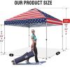 image:imageCROWN SHADES 10x10 Pop Up Canopy  Beach Tent with One Push Setup  Easy Outdoor Sun Shade for Events Parties Camping  Gazebo with STONGo Cover Bag Silver Coated Top Red StripsAmerican Flag