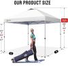 image:imageCROWN SHADES 10x10 Pop Up Canopy  Beach Tent with One Push Setup  Easy Outdoor Sun Shade for Events Parties Camping  Gazebo with STONGo Cover Bag Silver Coated Top Red StripsGrid White