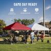 image:imageCROWN SHADES 10x10 Pop Up Canopy  Beach Tent with One Push Setup  Easy Outdoor Sun Shade for Events Parties Camping  Gazebo with STONGo Cover Bag Silver Coated Top Red StripsRed
