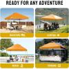 image:imageCROWN SHADES 10x10 Pop Up Canopy  Beach Tent with One Push Setup  Easy Outdoor Sun Shade for Events Parties Camping  Gazebo with STONGo Cover Bag Silver Coated Top Red StripsOrange