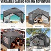 image:imageCROWN SHADES 10X10 Pop Up Canopy Outdoor Camping Canopy Tent 150D SilverCoated Fabric with 4 Sidewalls 4 Sand Bags Metal Frame WhiteGray