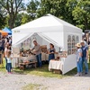 image:imageCROWN SHADES 10X10 Pop Up Canopy Outdoor Camping Canopy Tent 150D SilverCoated Fabric with 4 Sidewalls 4 Sand Bags Metal Frame WhiteWhite