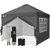 image:imageCROWN SHADES 10X10 Pop Up Canopy Outdoor Camping Canopy Tent 150D SilverCoated Fabric with 4 Sidewalls 4 Sand Bags Metal Frame WhiteGray