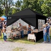image:imageCROWN SHADES 10X10 Pop Up Canopy Outdoor Camping Canopy Tent 150D SilverCoated Fabric with 4 Sidewalls 4 Sand Bags Metal Frame GrayBlack