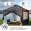 image:imageCROWN SHADES 10X10 Pop Up Canopy Outdoor Camping Canopy Tent 150D SilverCoated Fabric with 4 Sidewalls 4 Sand Bags Metal Frame GrayGray