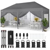 image:imageCROWN SHADES 10X10 Pop Up Canopy Outdoor Camping Canopy Tent 150D SilverCoated Fabric with 4 Sidewalls 4 Sand Bags Metal Frame GrayGray