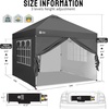 image:imageCROWN SHADES 10X10 Pop Up Canopy Outdoor Camping Canopy Tent 150D SilverCoated Fabric with 4 Sidewalls 4 Sand Bags Metal Frame GrayGray
