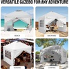 image:imageCROWN SHADES 10X10 Pop Up Canopy Outdoor Camping Canopy Tent 150D SilverCoated Fabric with 4 Sidewalls 4 Sand Bags Metal Frame GrayWhite