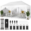 image:imageCROWN SHADES 10X10 Pop Up Canopy Outdoor Camping Canopy Tent 150D SilverCoated Fabric with 4 Sidewalls 4 Sand Bags Metal Frame GrayWhite