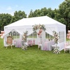image:imageCROWN SHADES 10X10 Pop Up Canopy Outdoor Camping Canopy Tent 150D SilverCoated Fabric with 4 Sidewalls 4 Sand Bags Metal Frame GrayWhite