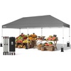 image:imageCROWN SHADES 10X20 Pop Up Canopy Commercial Outdoor Camping Tent 400D Fabric with 6 Sidewalls 6 Sand Bags StoN Go Bag GrayGray