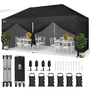 image:imageCROWN SHADES 10X20 Pop Up Canopy Commercial Outdoor Camping Tent 400D Fabric with 6 Sidewalls 6 Sand Bags StoN Go Bag GrayBlack