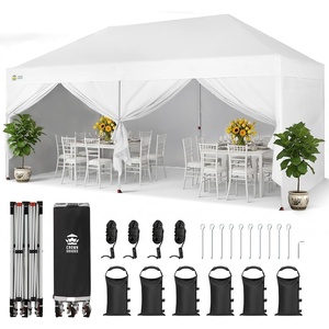 image:imageCROWN SHADES 10X20 Pop Up Canopy Commercial Outdoor Camping Tent 400D Fabric with 6 Sidewalls 6 Sand Bags StoN Go Bag GrayWhite