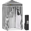 image:imageCROWN SHADES 4x4 Pop Up Changing Tent Patented OnePush CenterLok Privacy Shower Tent Instant Changing Room for Camping Poolside Beach Photoshoots Fishing Picnic Blue amp White StripedBlackWhite