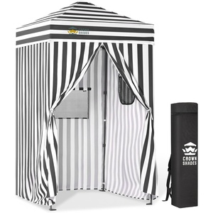 image:imageCROWN SHADES 4x4 Pop Up Changing Tent Patented OnePush CenterLok Privacy Shower Tent Instant Changing Room for Camping Poolside Beach Photoshoots Fishing Picnic Blue amp White StripedGrayWhite