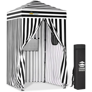 image:imageCROWN SHADES 4x4 Pop Up Changing Tent Patented OnePush CenterLok Privacy Shower Tent Instant Changing Room for Camping Poolside Beach Photoshoots Fishing Picnic Blue amp White StripedBlackWhite